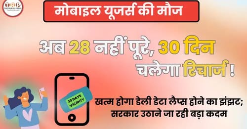theruralpress's tweet image. मोबाइल यूजर्स की मौज! अब 28 नहीं पूरे 30 दिन चलेगा रिचार्ज, खत्म होगा डेली डेटा लैप्स होने का झंझट; सरकार उठाने जा रही बड़ा कदम
theruralpress.in/.../a-treat-fo…

#mobilenews #mobileusers #mobilerecharge #days #trpnews