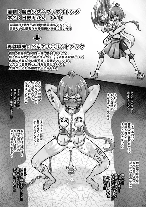 敗北魔法少女☆フレアオレンジ
⇩
公衆オナホサンドバッグ    【 1/2 】 