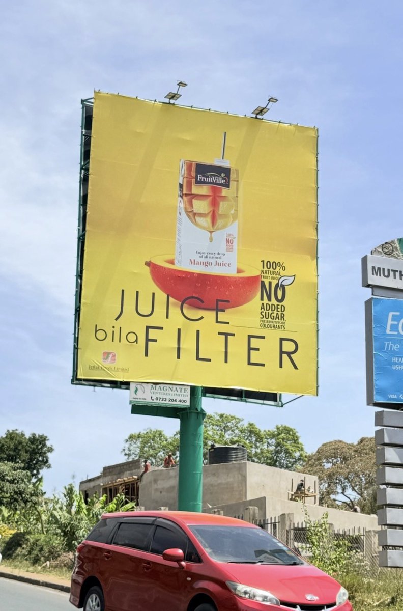 PyeparFaisal's tweet image. While in Nairobi, I came across this FRUITVILLE #OOH juice campaign, which made me remember a Minute Maid #billboard campaign from 2 years ago…

First, why put plastic in the fruit? Why not design something the other way round, plus what shows there are no added sugars? 🤔

On