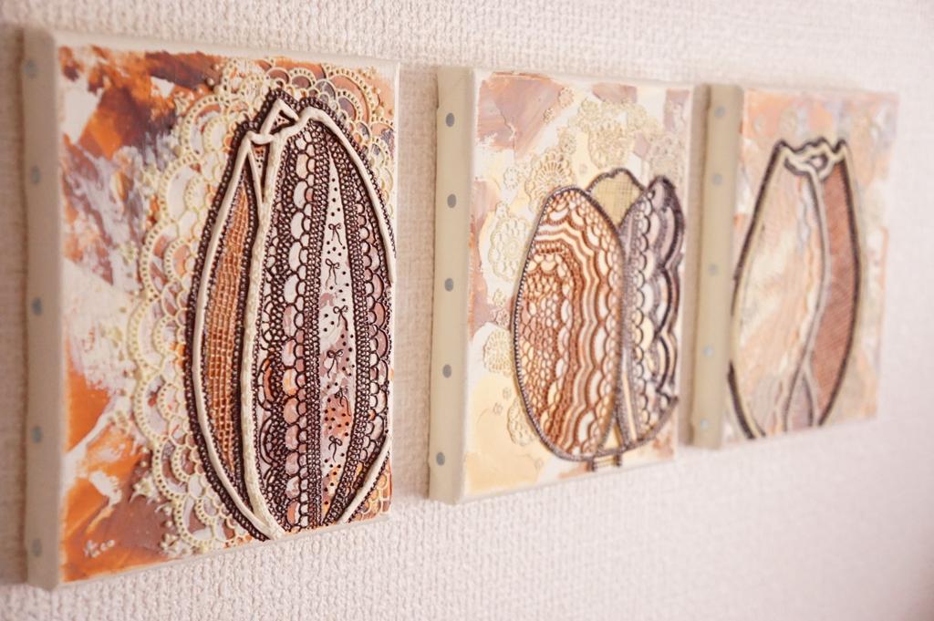uco_chocolat's tweet photo. 春の新作チューリップ🌷
アクリル絵の具🎨
凸凹してるところは絵の具を袋にいれてしぼり出して描いています
今回もチョコレート色
来年はどこかで展示をしたい https://t.co/DiPRZB75aw