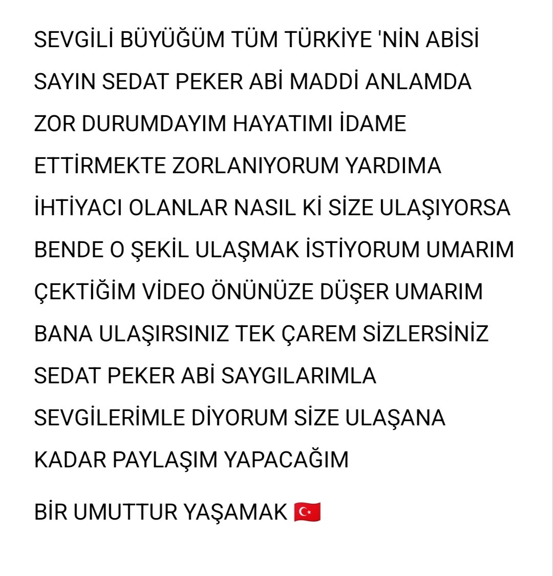 MCan4949's tweet photo. SAYIN REİSİM @sedat_peker https://t.co/akA4m1fTE4