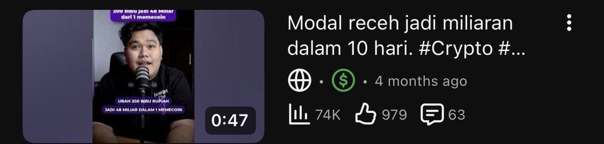 Theweb3guy0's tweet photo. Produced a narrative driven short about retail investors chasing the $PNUT meme coin on a sub-5K subscriber account. Results: 74.6K views, 93 percent audience retention, 979 likes, 43-second average watch time. 

Proof: story and hook design matter more than follower count. This is what we do for crypto founders.