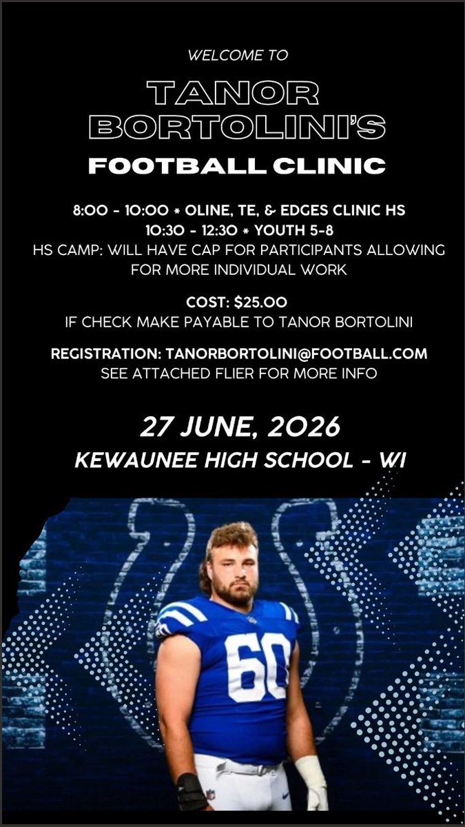 KewStormFB's tweet photo. We couldn’t be more thrilled to help @TanorBortolini host his camp once again this summer! Spots will fill up fast so make sure to get signed up soon! #StormFootball https://t.co/aoIcXAWT4G