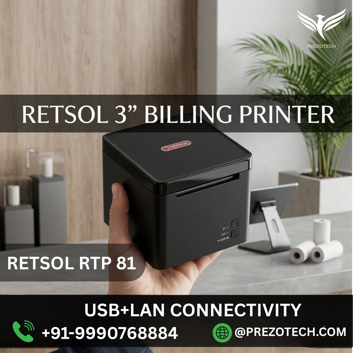 prezotechsol's tweet photo. Fast, compact &amp; reliable billing made easy 🧾⚡
Retsol 3” printer with seamless USB + LAN connectivity!#BillingPrinter #ThermalPrinter #Retsol #POSMachine #RetailTech #USBConnectivity #LANPrinter #BusinessSolutions #ShopAutomation #Prezotech https://t.co/VicIg0P98m