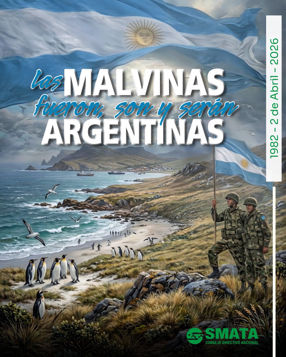 𝟏𝟗𝟖𝟐 – 𝟐 𝐝𝐞 𝐚𝐛𝐫𝐢𝐥 – 𝟐𝟎𝟐𝟔
𝐃𝐢́𝐚 𝐝𝐞 𝐥𝐚𝐬 𝐲 𝐥𝐨𝐬 𝐕𝐞𝐭𝐞𝐫𝐚𝐧𝐨𝐬 𝐲 𝐂𝐚𝐢́𝐝𝐨𝐬 𝐞𝐧 𝐥𝐚 𝐆𝐮𝐞𝐫𝐫𝐚 𝐝𝐞 𝐌𝐚𝐥𝐯𝐢𝐧𝐚𝐬

Hoy se conmemoran 44 años de la gesta de Malvinas. El Consejo Directivo Nacional del SMATA recuerda a quienes combatieron en
