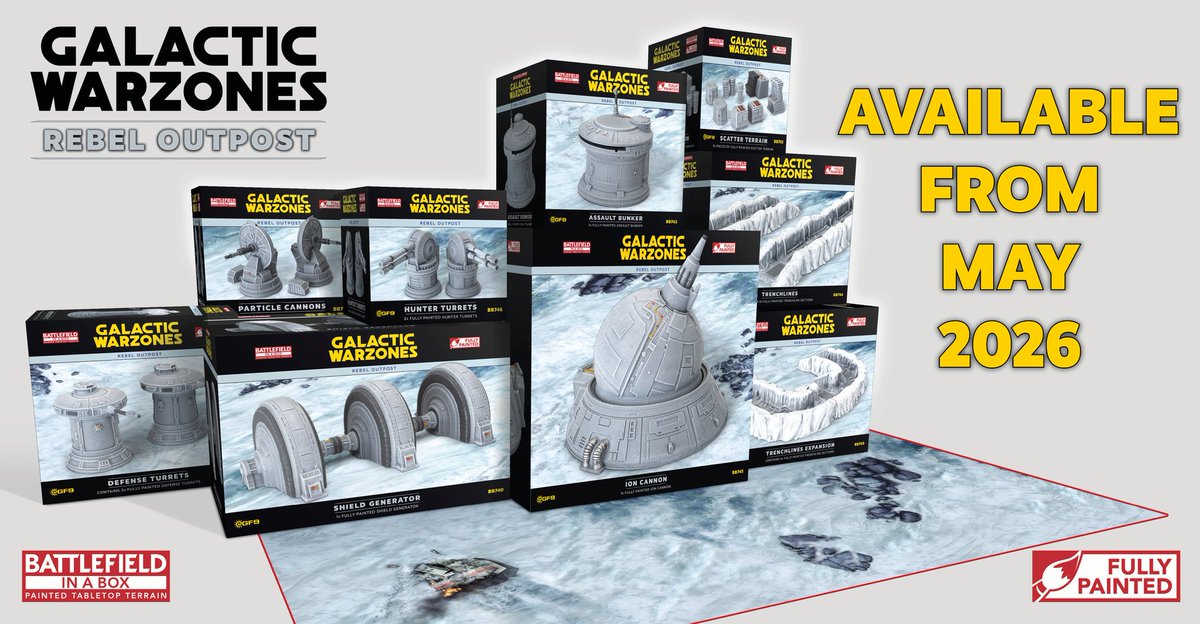 The Rebel Outpost is a brand-new set of <a href="/WarScenery/">War Scenery</a> and <a href="/GaleForceNine/">Gale Force Nine</a> pre-painted terrain that you'll be able to get your hands on from May! beastsofwar.com/terrain/gale-f…