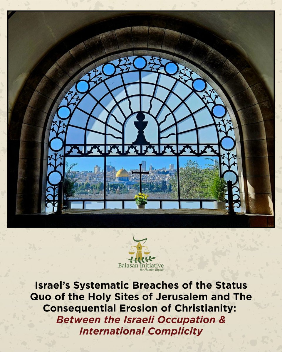 BalasanR's tweet photo. The Status Quo in Jerusalem is a binding legal framework and part of the international legal order. Its systematic breach by Israel’s unilateral measures threatens the viability and continuity of the indigenous Palestinian Christian presence in its indigenous land. https://t.co/k0FiyQ4tsJ