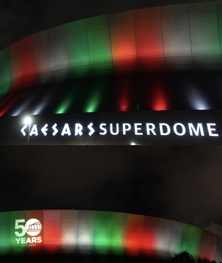 ChrisVaccaro's tweet image. Last night on the #Superdome in #NewOrleans ... #Saints are all in on the new NFL Global Markets Program. The potential is incredible. Forza. 🇮🇹