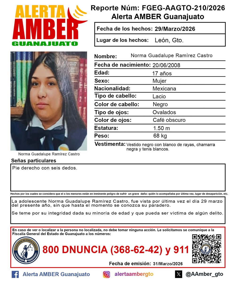 Alerta AMBER GTO. tweet media