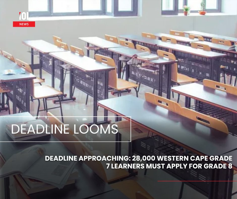 IOL's tweet image. The Western Cape Education Department is calling on parents to apply for Grade 8 placement before the fast-approaching deadline. 📝 With 28,000 Grade 7 learners needing spots, timely applications are crucial.
#news  #education #Grade8 #applications #WesternCape 
Read on