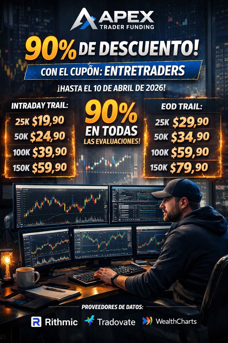 entretraders's tweet photo. 🎁APEX TRADER FUNDING 90% OFF CUPÓN ENTRETRADERS
https://t.co/mqkk2zCcXU

✅Resuelvo tus dudas aquí 👇
https://t.co/gZtq9GzjsD

#apextraderfunding #propfirm #forex #trading #futurestrading #fundedtrader #daytrader #nasdaq100 #ninjatrader8 #tradingdeals #tradingcommunity #bitcoin https://t.co/OkTpcudWfG