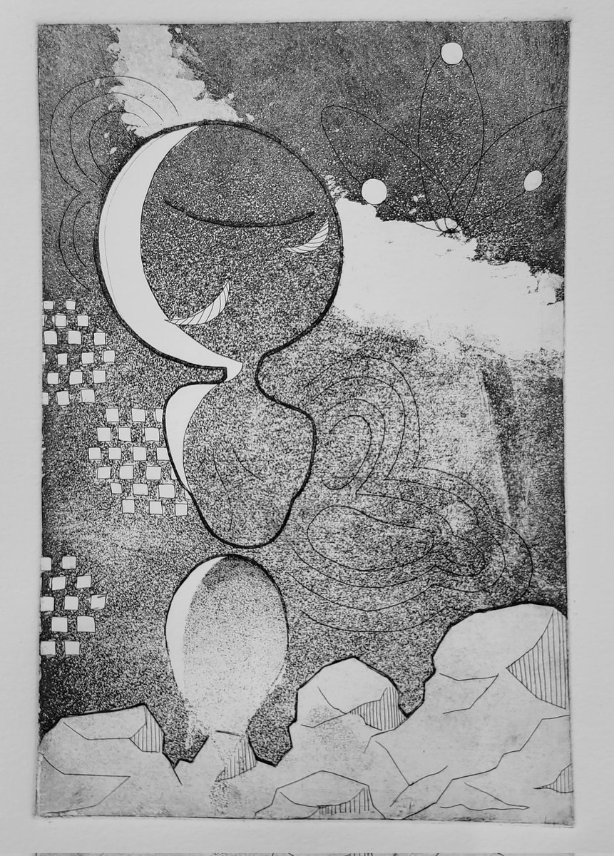 月　#OC #銅版画 #版画