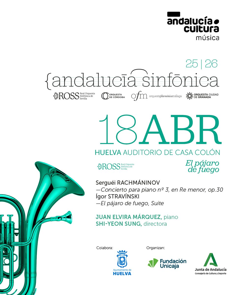 CulturaCuenta's tweet image. 🎶 Andalucía Sinfónica continúa en abril con 3️⃣conciertos

📌11Abril, 20h, @orquestagranada en Gran Teatro Falla #Cádiz
📌12Abril, 20h, @filarmonimalaga en Casa Colón #Huelva
📌18Abril, 20h, @SevillaROS en Casa Colón #Huelva 

🎟️ lajunta.es/6dskl

@CulturaAND @FundUnicaja