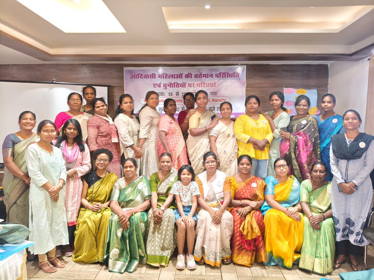 tfgtind's tweet photo. AWN hosted a two day workshop in Ranchi, on the status &amp; challenges of Adivasi women. Leaders came together to discuss rights, equality &amp; self resilience. 3 TFGTI representatives also participated, strengthening dialogue and collective action.
#adivasiwomen #womanempowerment https://t.co/hLQ9NgrMW5