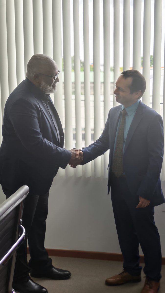 TTMEEI's tweet photo. On March 30th, the Honourable Ernesto Kesar met with Mr. Andrew Hepburn, Country Chair Suriname and São Tomé and Príncipe, Shell to discuss continuous collaboration of mutual interest, including synergies with Shell's work in T&amp;T and Suriname. https://t.co/zU1EUO4IhY