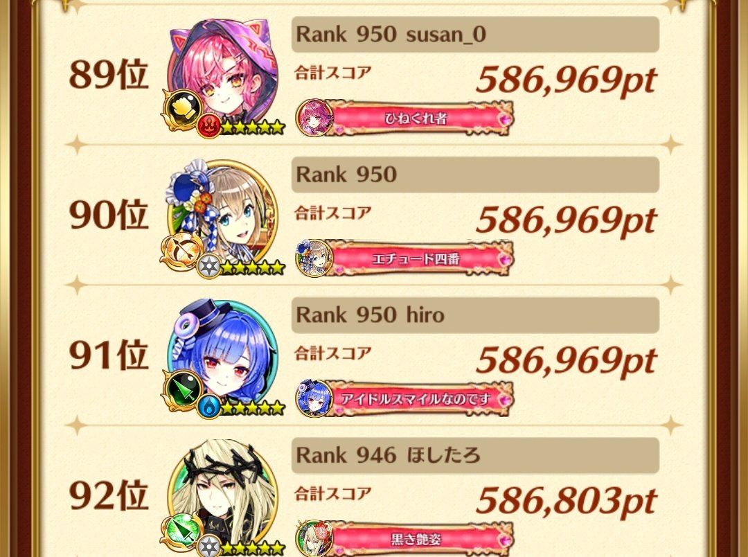 フロンティアはいつもこんな感じでした！91位でしたね。
51位～の報酬がいつか見直されるといいよね……
皆さんお疲れ様でした！