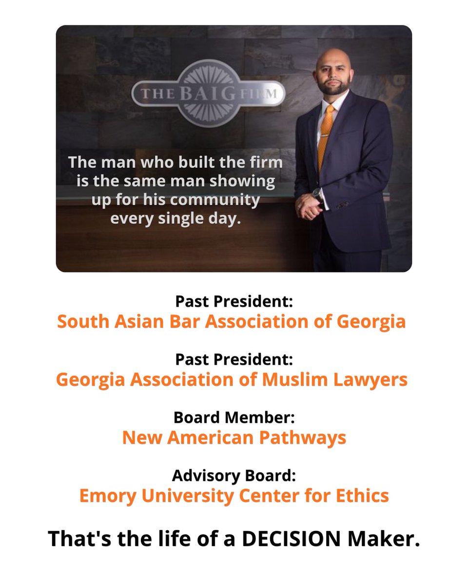 decision168's tweet photo. Grew up in Stone Mountain. Turned down top law schools for the one that stood for something.  20+ years later…still choosing purpose over prestige.

"Justice is not a destination, it's a daily decision." This is Khurram Baig.

https://t.co/7limAn30ki

#DECISION168 #Leadership https://t.co/SxzOJvicoo