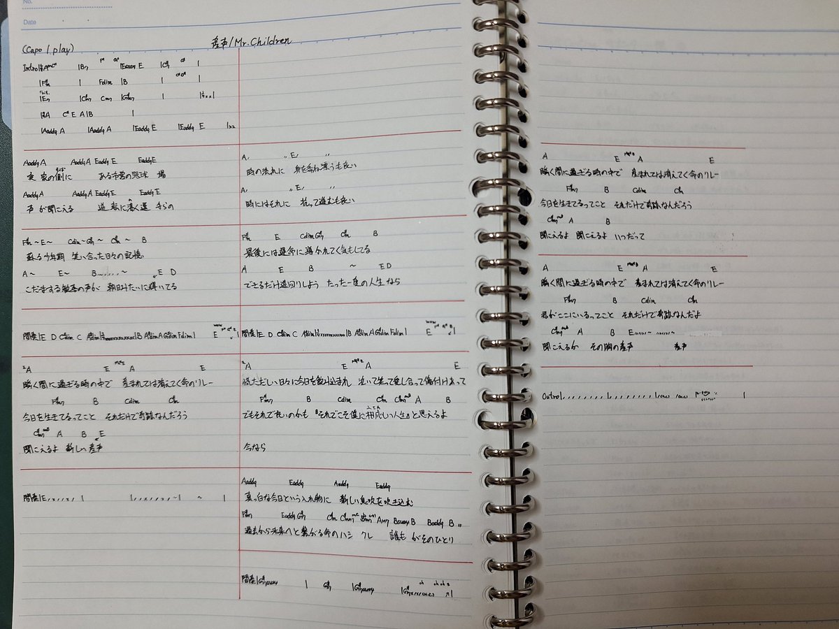 deadmanstak's tweet photo. Mr.Children New Album「産声」より「Nowhere Man ~ 喝采が聞こえる」耳コピコード譜面作成完了&「産声」修正完了。作成に4時間は時間かかり過ぎた(´・ω・`)
#MrChildren
#産声
#NowhereMan
#喝采が聞こえる
#耳コピ
#コード https://t.co/4iGtWbceUA