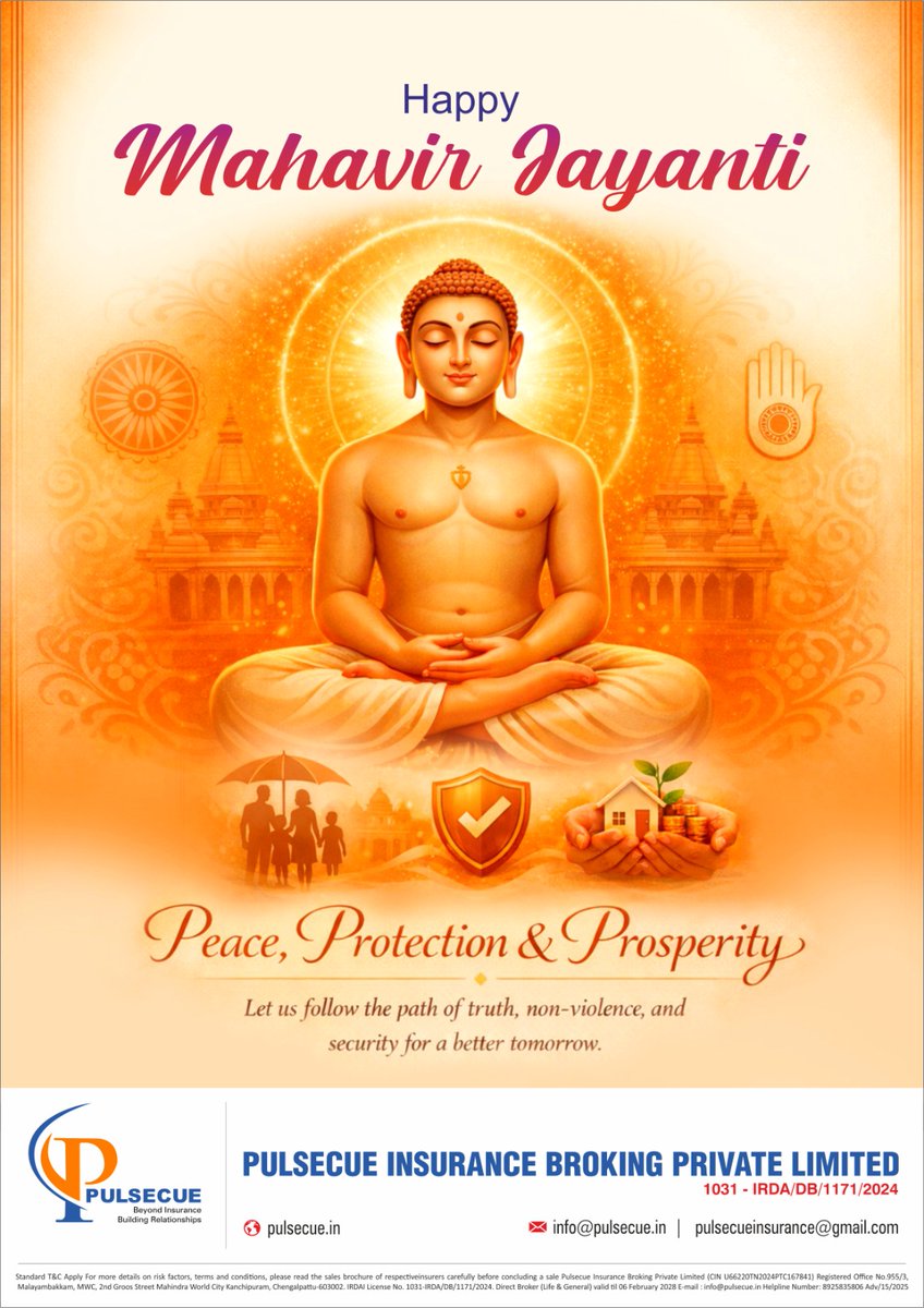 pulsecue's tweet image. Truth. Integrity. Protection.✨✨
This #mahavirjayanti Celebrate with peace of mind and protection for tomorrow.

 @ishopinnokaiz @innokaiz_india @tndwwa @METROPEOPLENEWS

#PulsecueInsurance #InsuranceExperts #LiveSecure #PulseCue  #TrustedProtection #MilestoneMoment #Insurance