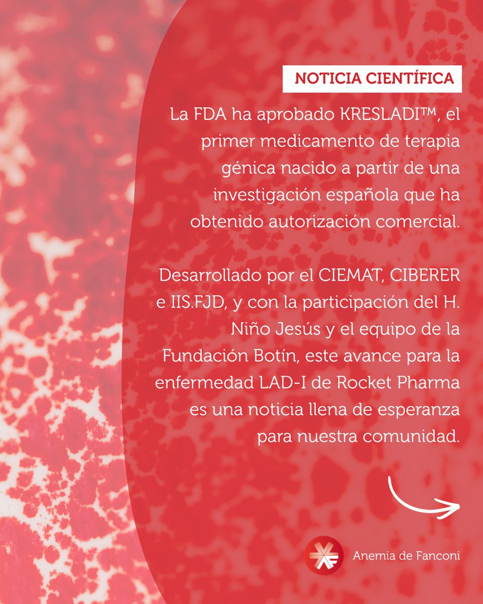 TodosconFanconi's tweet photo. ¡Hito histórico para la ciencia española! 🧬 Lee la nota de prensa completa en la web del CIEMAT: https://t.co/9vObrRcVJZ https://t.co/q9NQH0wNKf