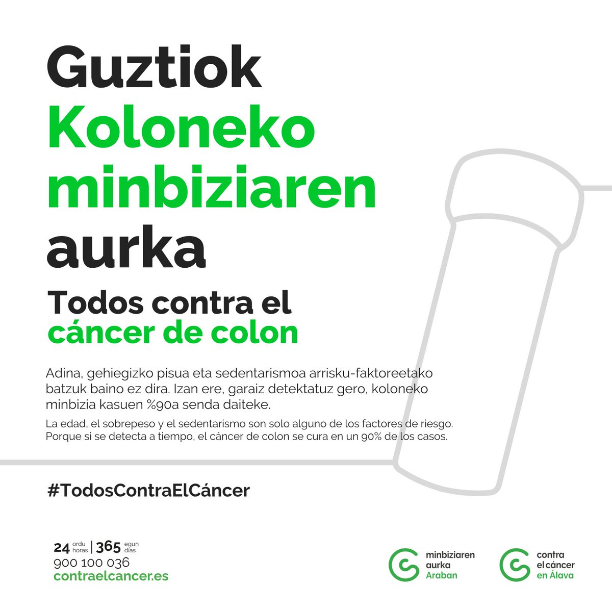 ContraCancerALV's tweet photo. El cáncer de colon puede curarse en el 90 % de los casos si se detecta a tiempo. No esperes a tener síntomas: si tienes más de 50 años y recibes la invitación de Osakidetza, participa en el cribado. https://t.co/0OeZX5pgoB