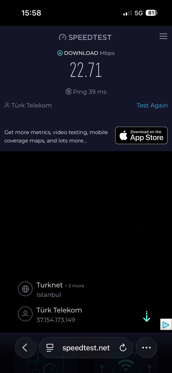 scelal25's tweet photo. Hocam 5g bu kadar hızlımıydı 😂😂😂 #5G @TurkTelekom https://t.co/CcxovnO3i8