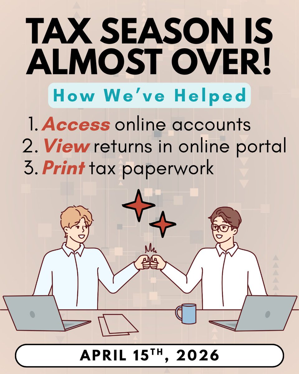 With the end of tax season almost near, we'd like to share how our volunteers have supported people with tax prep

A majority of the tech help needed involved accessing online accounts to gather crucial information. Many customers were able to successfully gather their documents