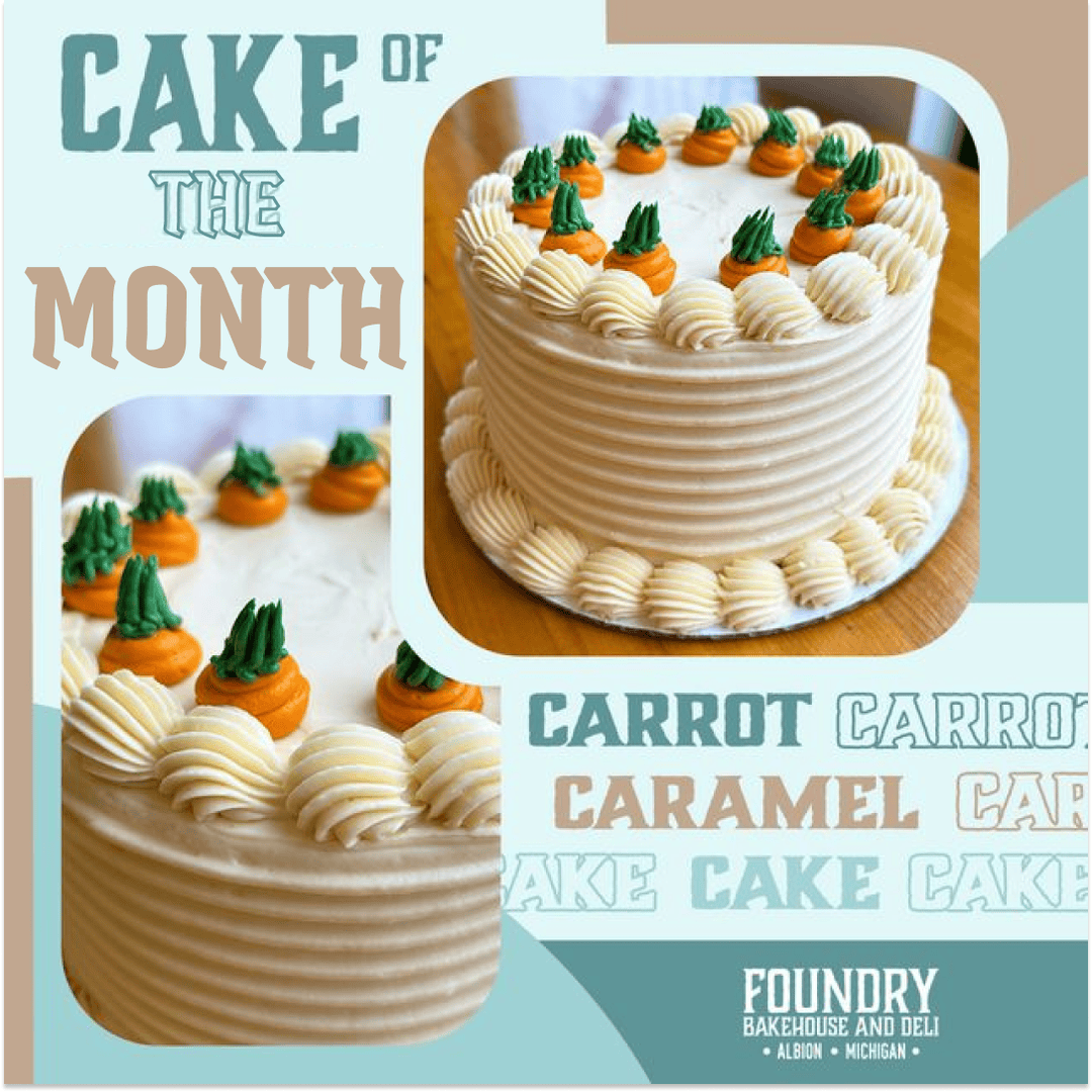 FoundryBake's tweet photo. 🍽️ This Week’s Specials:

🍰 Cake of the Month: Carrot Caramel
🍲 Soup Schedule: Weekly rotation from March 31st to  April 4th
🍩 Donut of the Week: Chocolate Easter Nest
Stop by &amp; enjoy!✨

#WeeklySpecials #SoupSchedule #ChocolateEasterNest #CarrotCaramel https://t.co/UELaFsCNbA