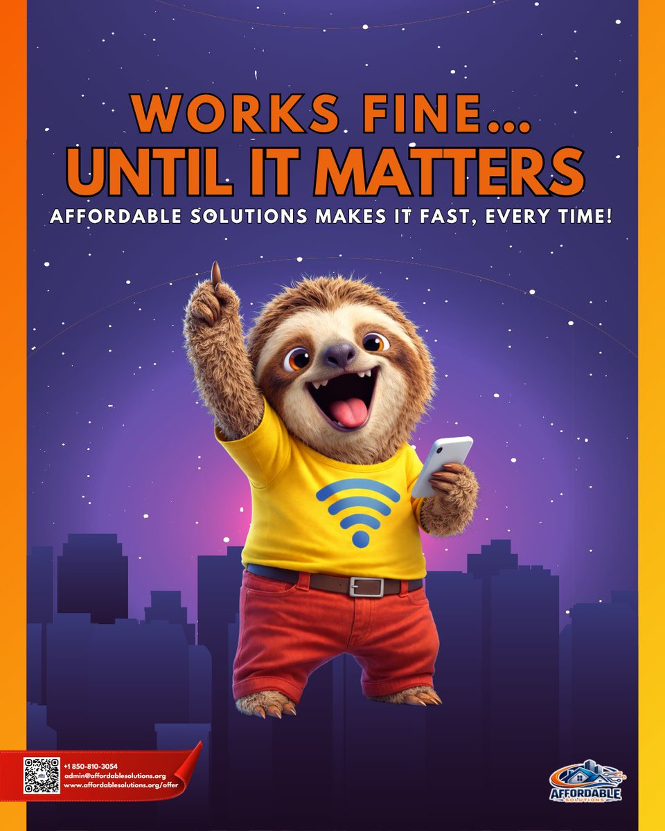 Affordable43652's tweet image. Your WiFi be strong all day… until you actually need it 😂

Call: (850) 660-7494
Visit: affordablesolutions.org
Email us at: admin@affordablesolutions.org

#WiFiFail #RelatableAF #InternetProblems #NoMoreLag #TechHumor #AffordableSolutions