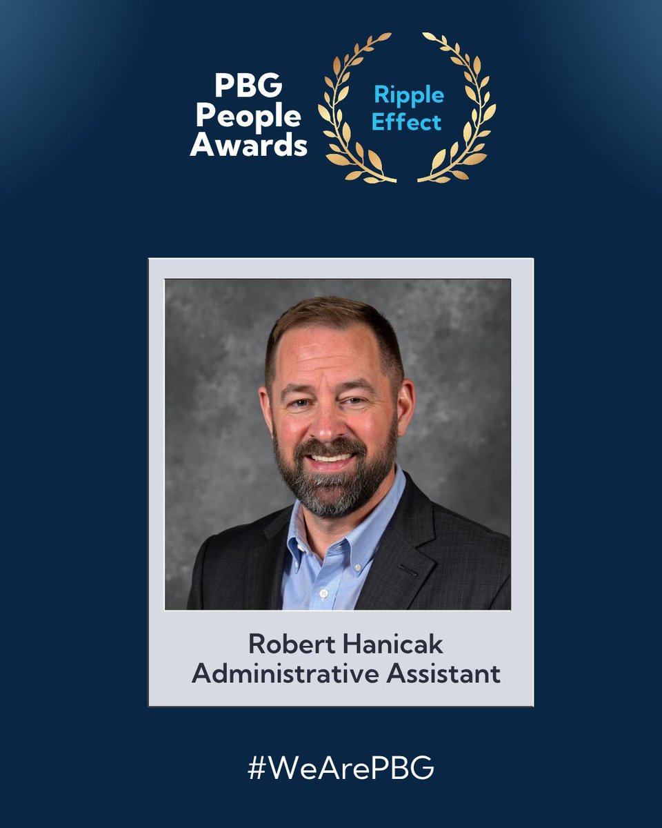 PBG_tech's tweet photo. Some contributions create waves of positive influence that lift the entire organization. We're proud to celebrate Robert Hanicak (Administrative Assistant), our Ripple Effect Award! Robert consistently shows up for others and makes a positive impact across our team. https://t.co/Q94a6vxRQe
