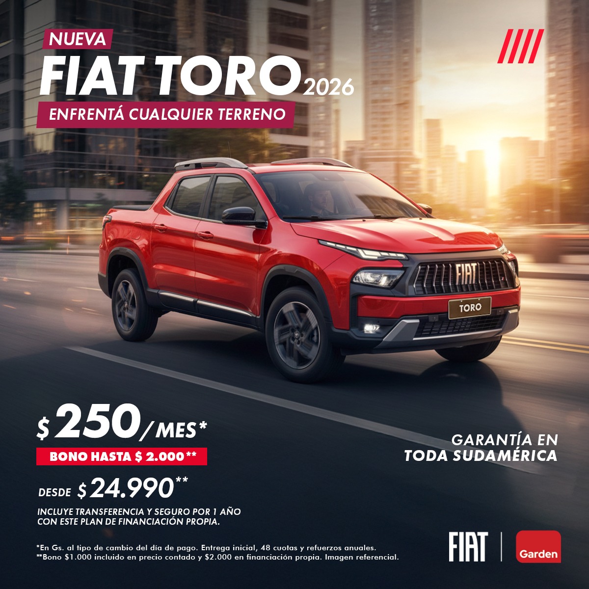fiatparaguay's tweet photo. La nueva FIAT Toro te acompaña en todo: ciudad, trabajo y escapadas.