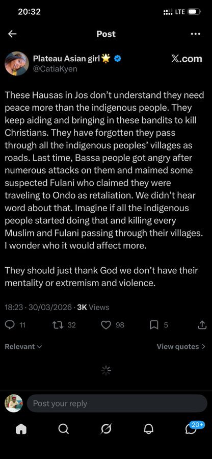 Plateau/Jos Christians are constantly calling for the killing of muslims either subtly or directly BUT at the same time we haven’t seen them being arrested. They think it is their right to blackmail, insult and call for violence against Muslims. It’s okay.