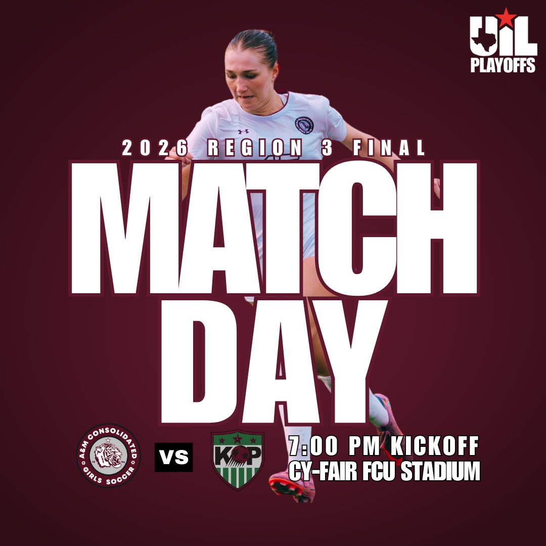 amcConsolSoccer's tweet photo. 🚨🚨🚨GAMEDAY ALERT🚨🚨🚨

It’s Region 3 Final day, and the Lady Tigers take another business trip down Highway 290!

🆚 Kingwood Park
⏰ 7:00 PM
📍 Cy-Fair Berry Center

We ready. 
#1and0 https://t.co/f3Lue7WKfo