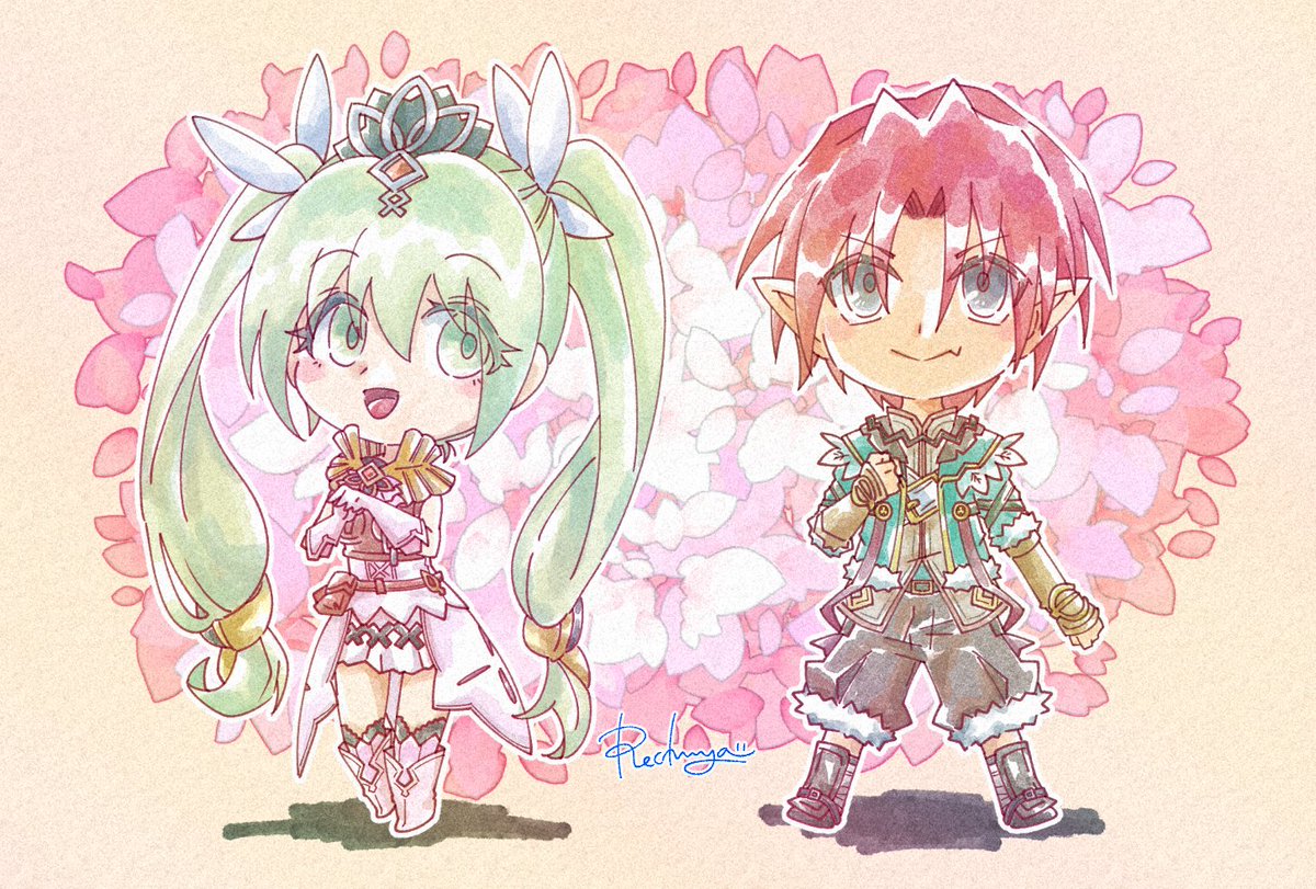 rechuya's tweet photo. ルーンファクトリー４：フレイ＋ダグ
そういえばうちのダグフレは春の結婚（だったはず） https://t.co/V81LqMBMhd
