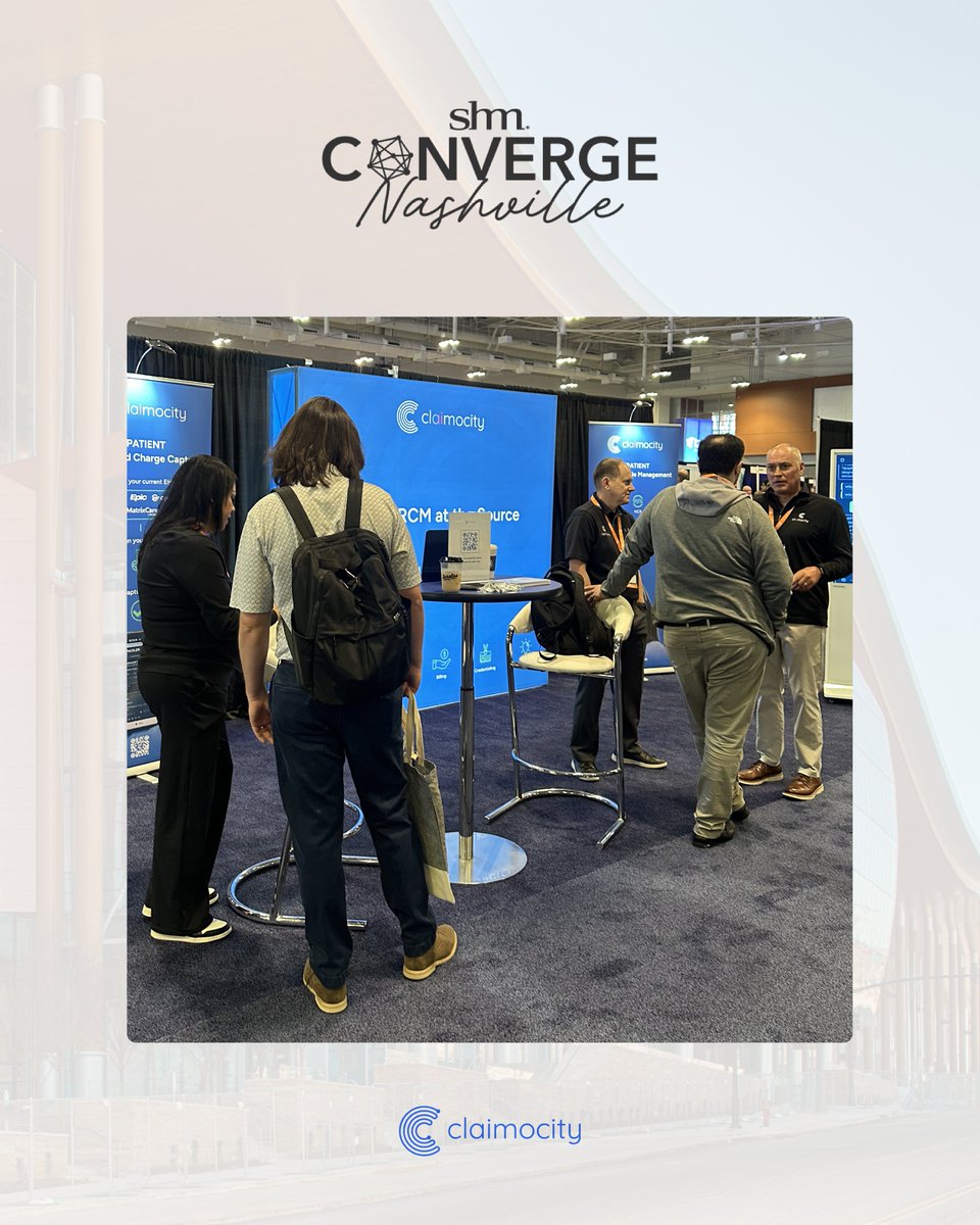 claimocity's tweet photo. Day 1 at SHM Converge was a success, and we kept hearing: “This is already done?”

Final day today, stop by Booth #333 to see it in action and grab our inpatient coding calculator + MDM complexity levels guide.

See how: https://t.co/UYAd8POllQ

#SHMConverge26 #Hospitalists https://t.co/4471QhGBhm
