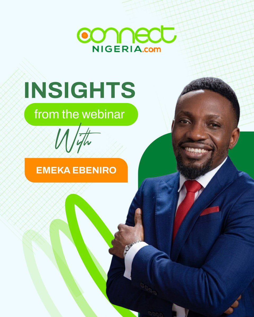ConnectNigeria's tweet image. It was an insightful time with Emeka Ebeniro last Friday as we discussed how businesses can use AI to grow.

Swipe to see some key takeaways from the session. 

#AIForBusiness #BusinessGrowth #EntrepreneurLife #ConnectNigeria