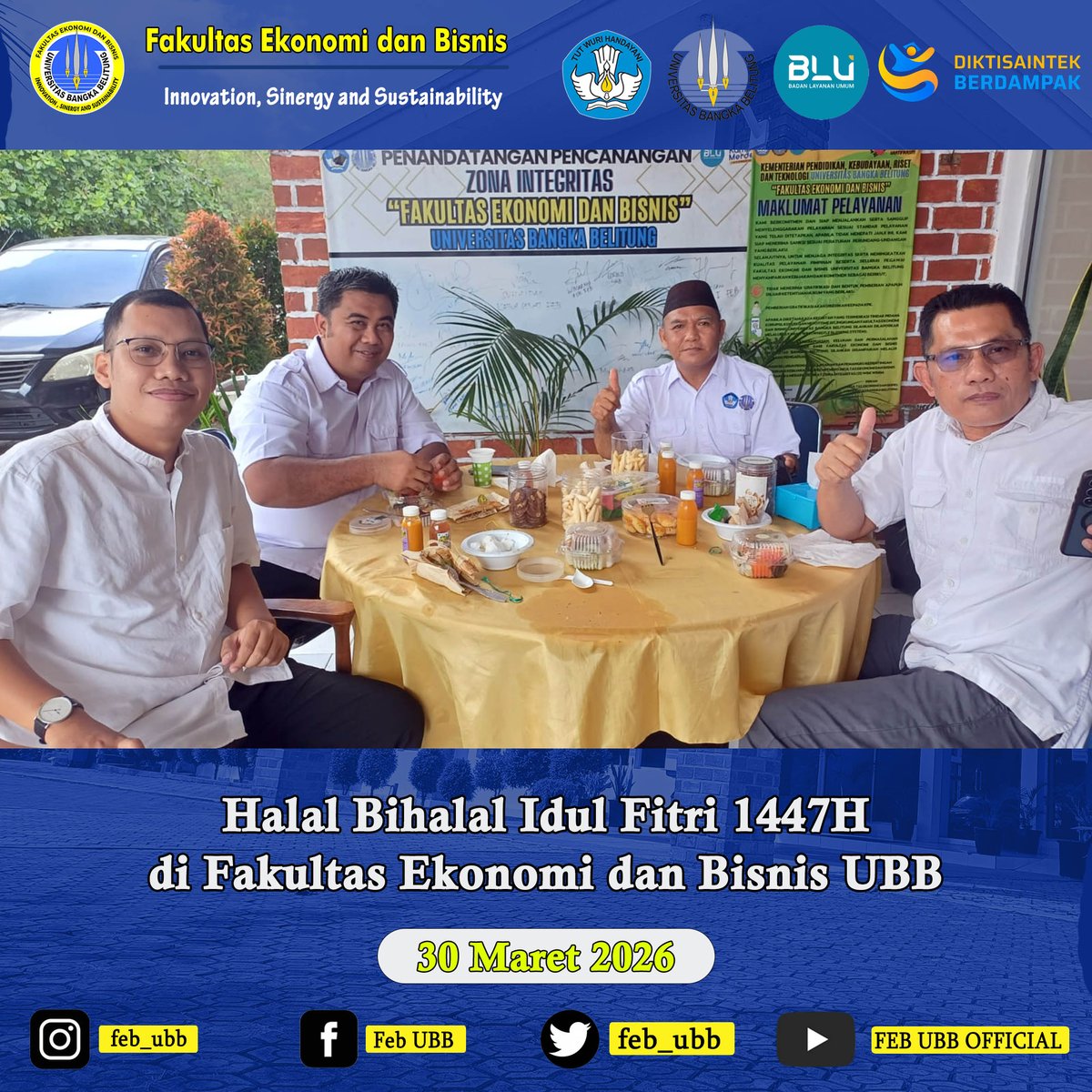 fe_ubb's tweet photo. Masih dalam suasana Idul Fitri 1447H, Fakultas Ekonomi dan Bisnis @ubbofficial_  melakukan kegiatan Halal Bihalal di Gedung Timah II
.
Kegiatan dihadiri Para pegawai &amp; Ormawa yang berada di Lingkungan FEB
.
#FakultasEkonomidanBisnisUBB
Innovation, sinergy and Sustainability https://t.co/DE8KI72ljq