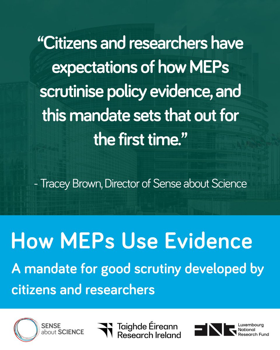 SenseScienceEU's tweet photo. @senseaboutsci's Director, Tracey Brown, on what makes our new mandate for MEPs, developed with Research Ireland and @FnrLux, unique.

👉 Read it here: https://t.co/eifXCeZXgp https://t.co/oWoKMjvuYp
