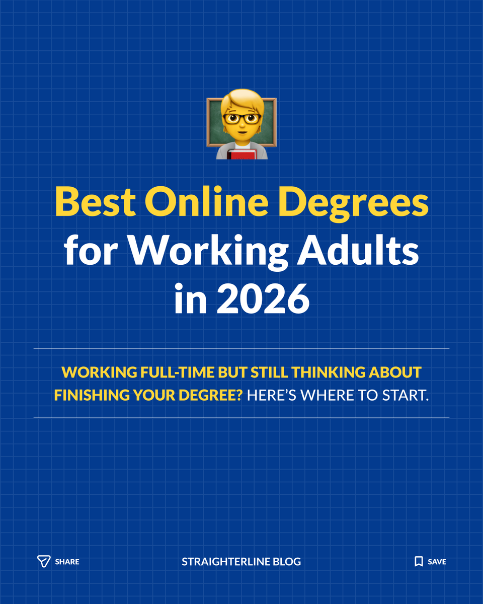 StraighterLine's tweet photo. Going back to school can feel overwhelming, but the right online degree makes it doable. We rounded up the best online degrees for working adults in 2026 so you can choose a path that fits your schedule and your goals. https://t.co/q4HiD0uT8f https://t.co/rZcCckQPAP