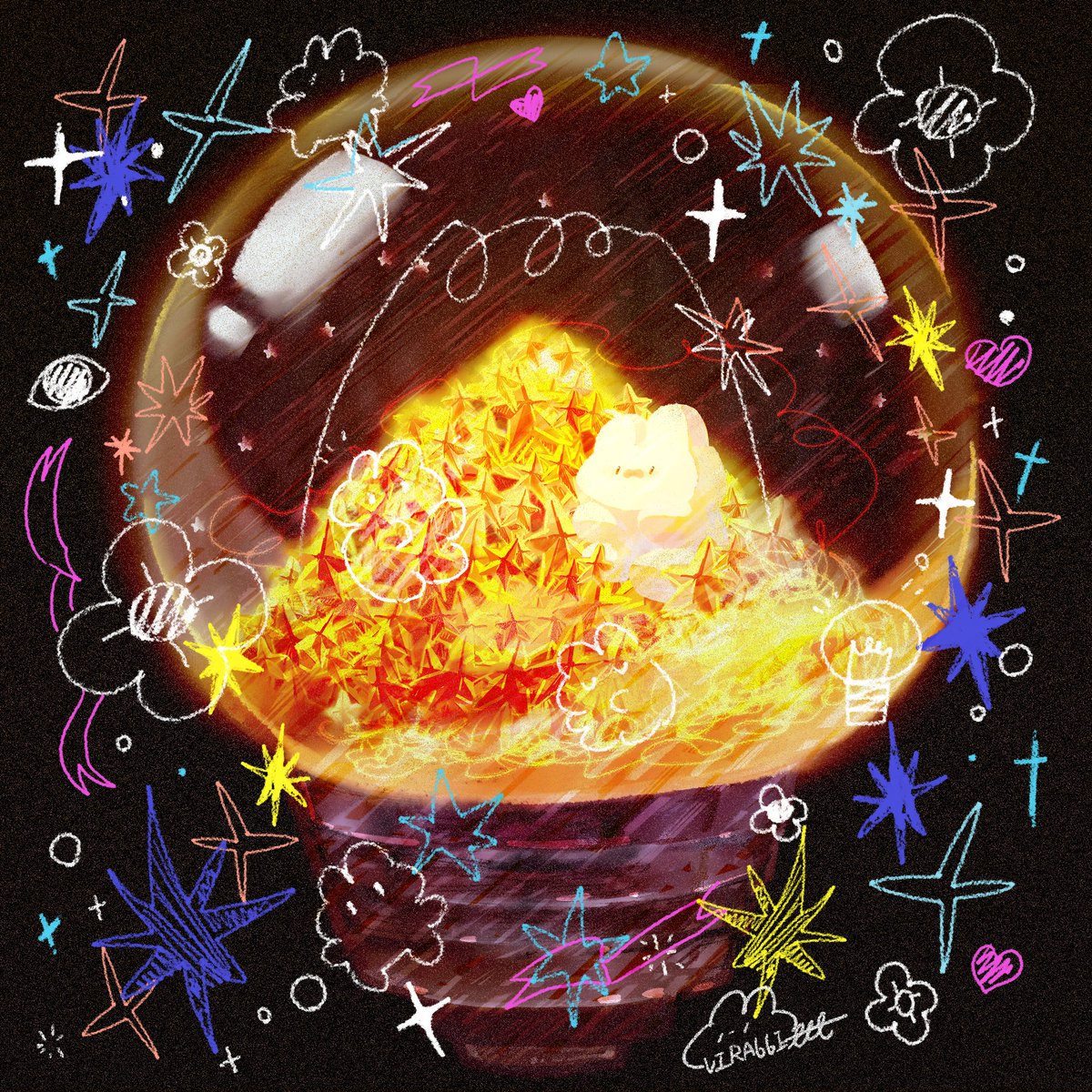 virabbittt's tweet photo. 燈泡的魔法
.
＃燈泡 ＃兔兔 ＃virabbittt ＃魔法 ＃插圖 
＃illustration ＃魔法 ＃バニー https://t.co/60Kysp2ZRh
