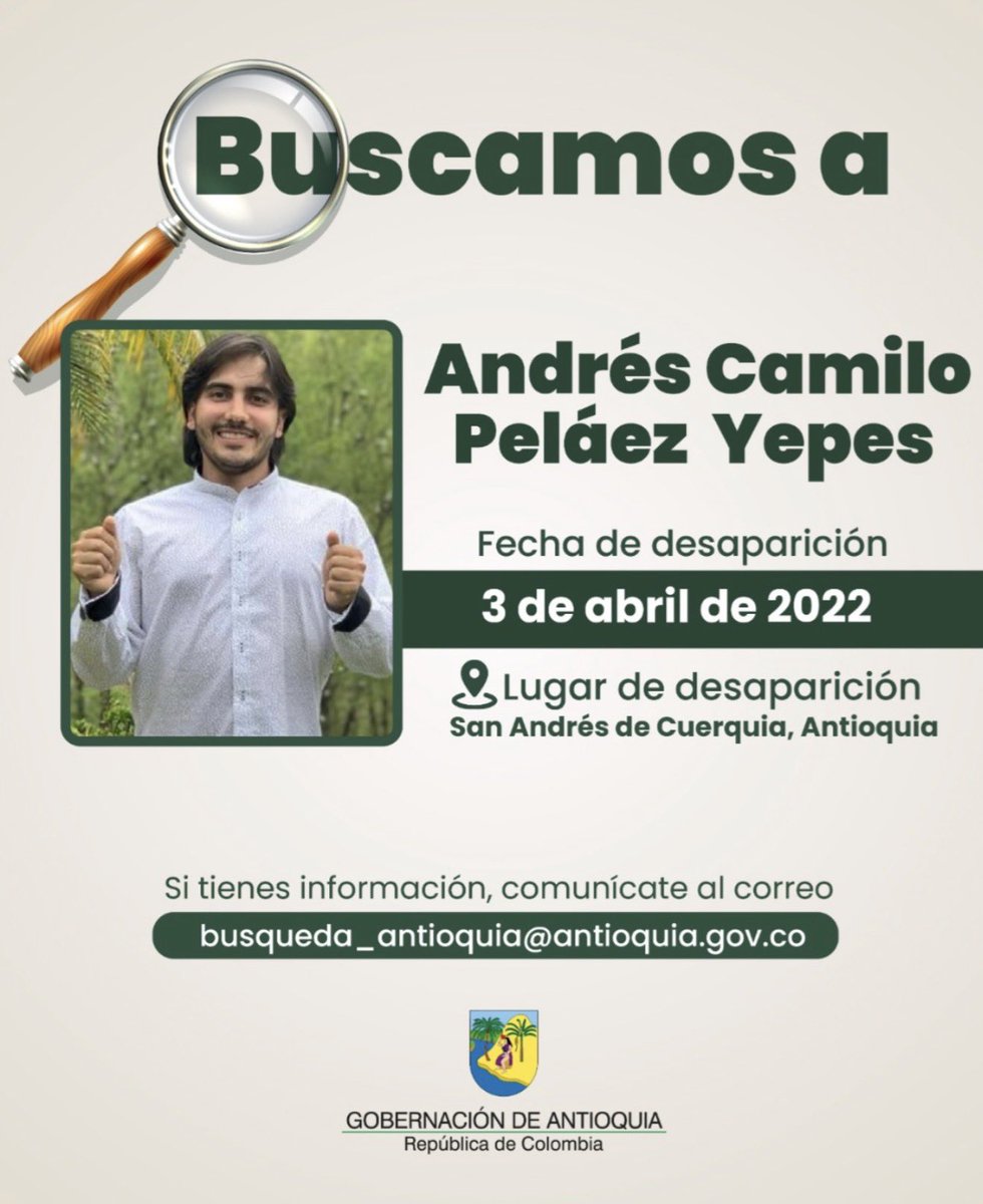 #DondeEstaCamilo #AndresCamiloNoAparece Dios 1.453 días desaparecido.