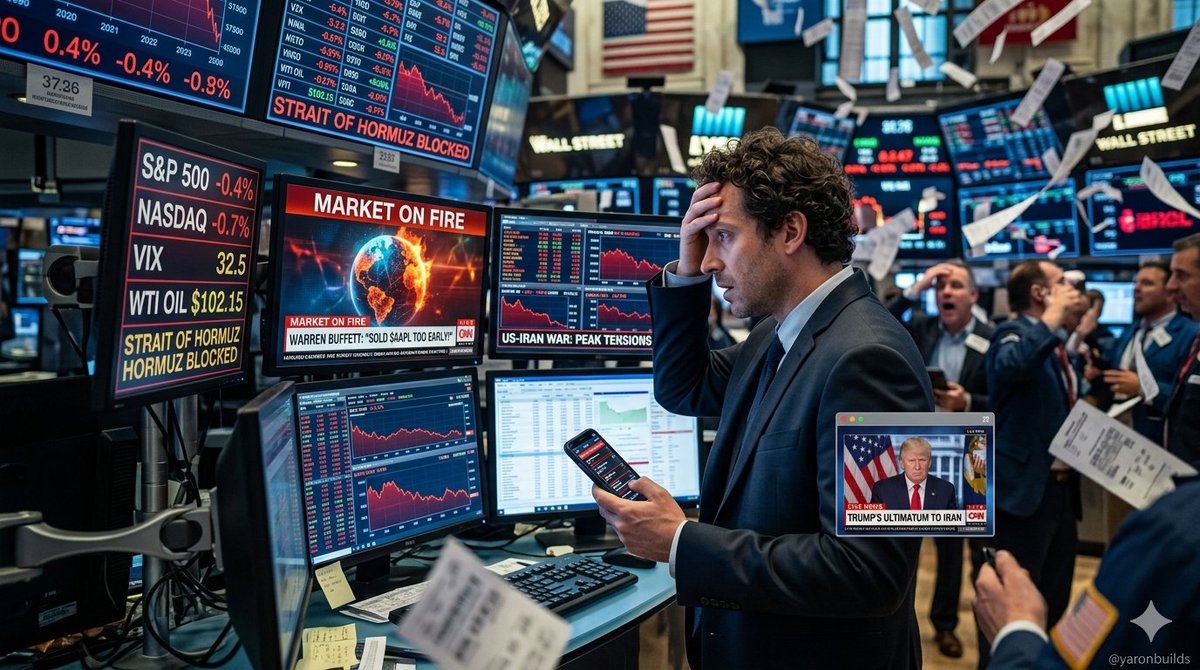 YaronBuilds's tweet photo. March 30, 2026: Wall Street in flames, Oil is surging, and Fear is breaking records.

While everyone is staring at the red screens, things are happening under the radar that will define your portfolio this month.

A dramatic recap of the last 24 hours - from Buffett to Iran.

A must-read thread for every investor 👇