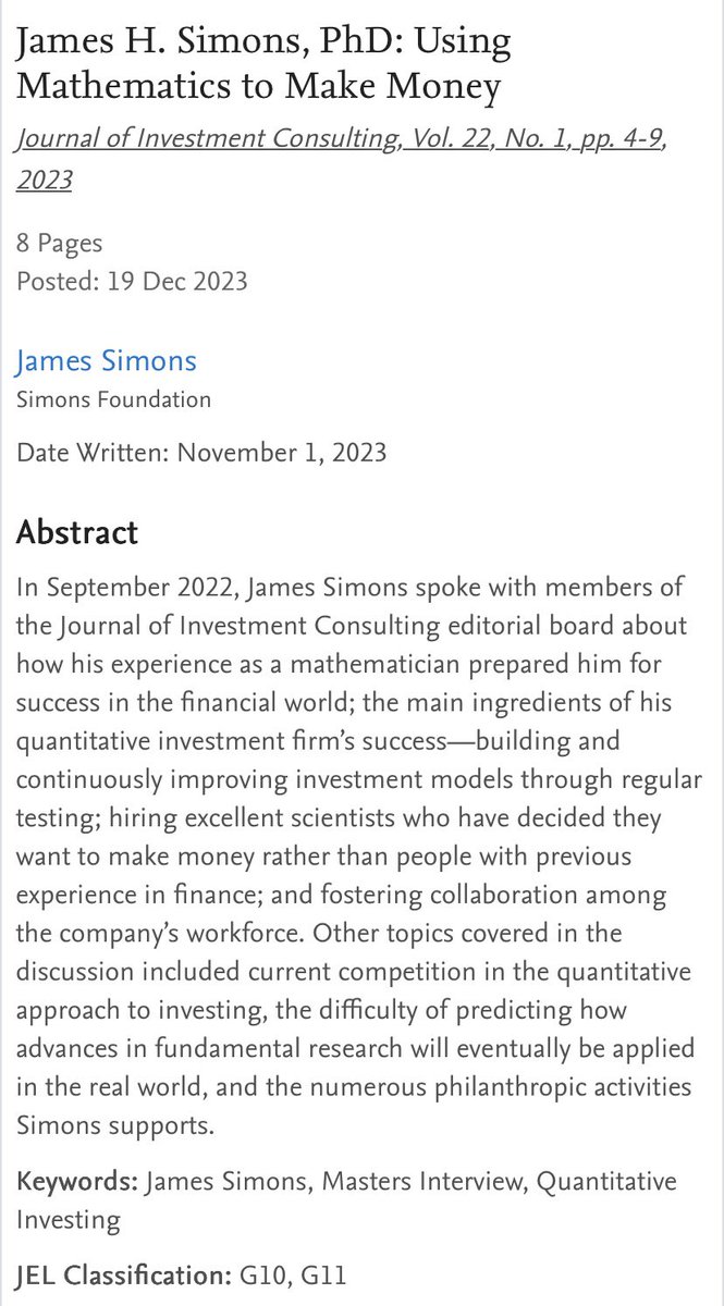 If you want to understand why frontier AI labs and hedge funds operate in almost identical ways, why scientists trained in cross-disciplinary thinking can be such versatile talents, and how Jim Simons selected unconventional hires, highly recommend reading this article.