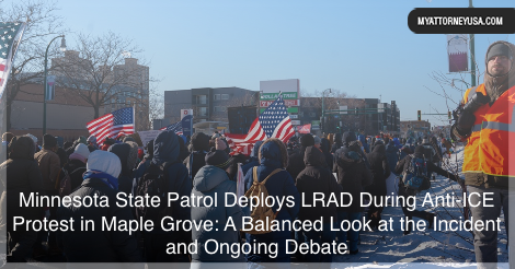 MyAttorneyUSA's tweet image. Protesters gathered in #MapleGrove, MN, over #ICE policies; 26 were arrested after police used LRAD (voice mode) for dispersal. The LRAD’s use &amp;amp; ICE’s tactics spark debates on free speech, safety &amp;amp; police militarization. Check out this link myattorneyusa.com/immigration-ne… #LRAD #Protest