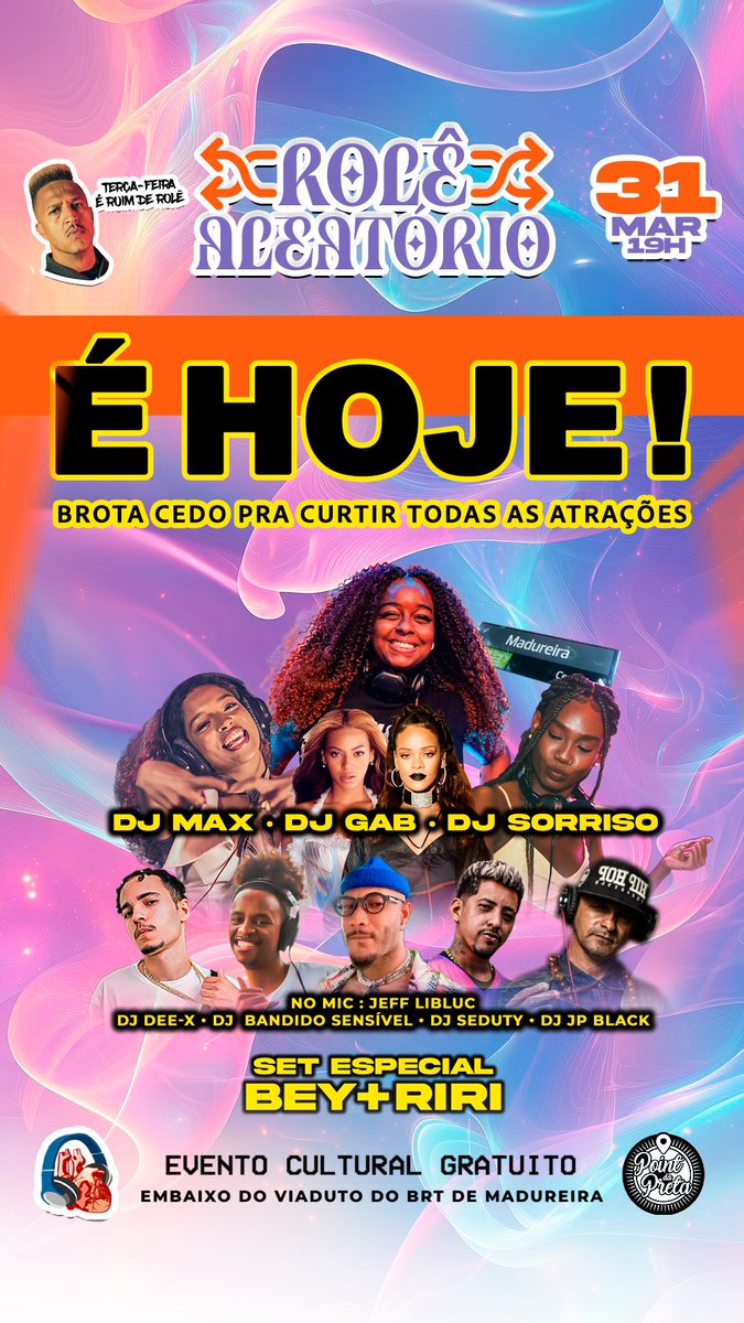 jefflibluc's tweet photo. É HOJE !

EVENTO CULTURAL GRATUITO na Calçada da Cufa Madureira  

Reunião Artística • Celebração Artística • Encontros • Trocas • DJs • Artistas • Articuladores • Fotógrafos • Filmakers • Dançarines • Beatmakers • Modelos • Fashionistas • Artistas Visuais e etc https://t.co/bsiRGXSyYN