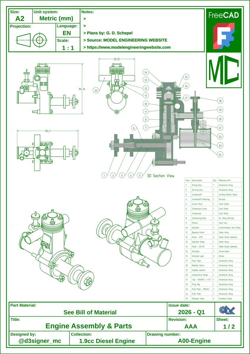 d3signer_mc's tweet image. Assembly and Parts [1.9cc Diesel Engine]

Modeled and detailed in FreeCAD.

#FreeCAD #TechnicalDrawing #3DModeling #Drawing #Practice #MadeWithFreeCAD #FromFreeCADtotheRealWorld #3DModel #3DPrint #OpenSource #3D #CAD #Fusion360 #Solidworks #Blender
