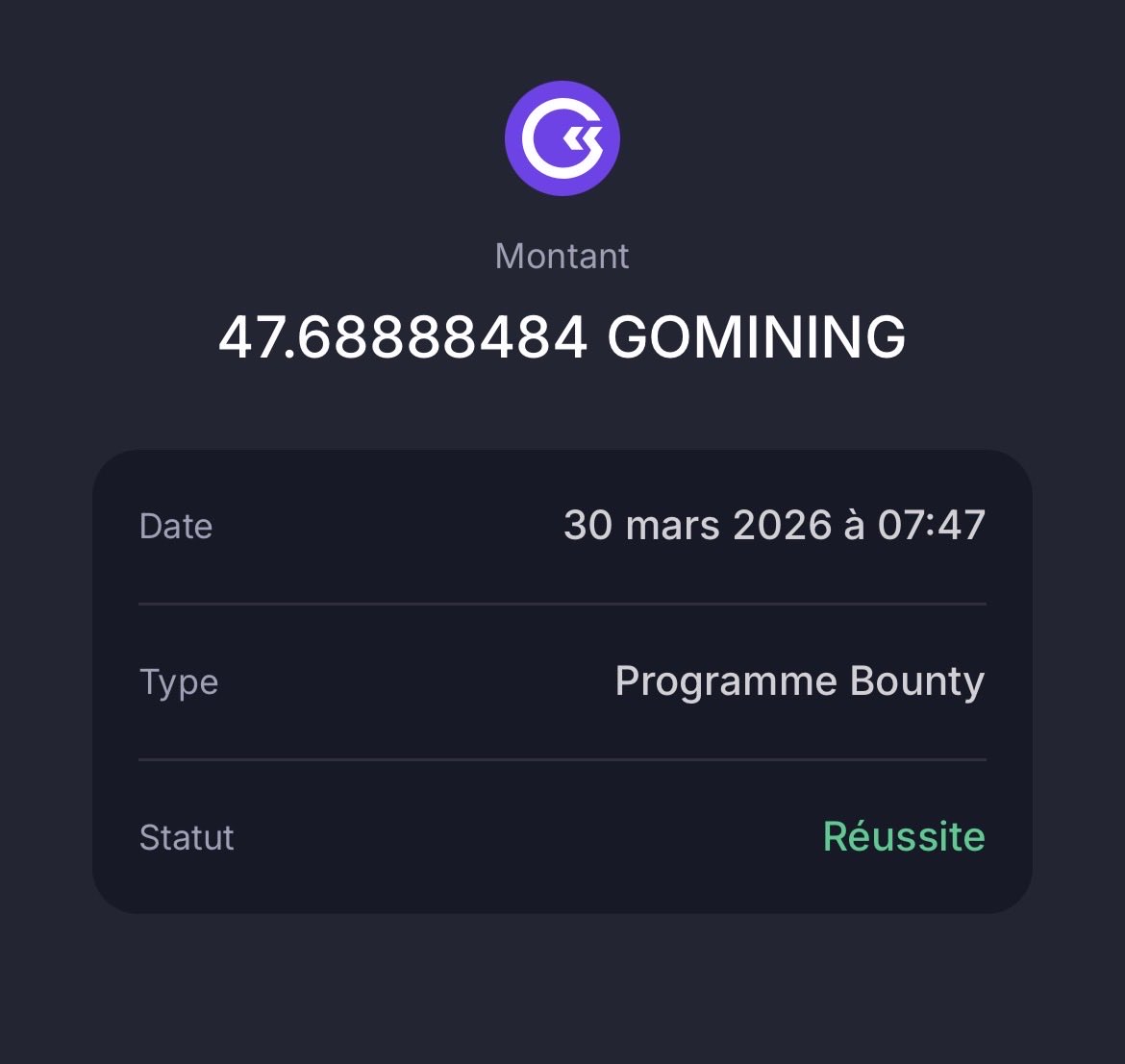 LimoneArnold's tweet photo. Toujours agréable de recevoir des récompenses 👍🎉
#Crypto #Mining #GoMining_token #BTC https://t.co/D1D58nHwnD