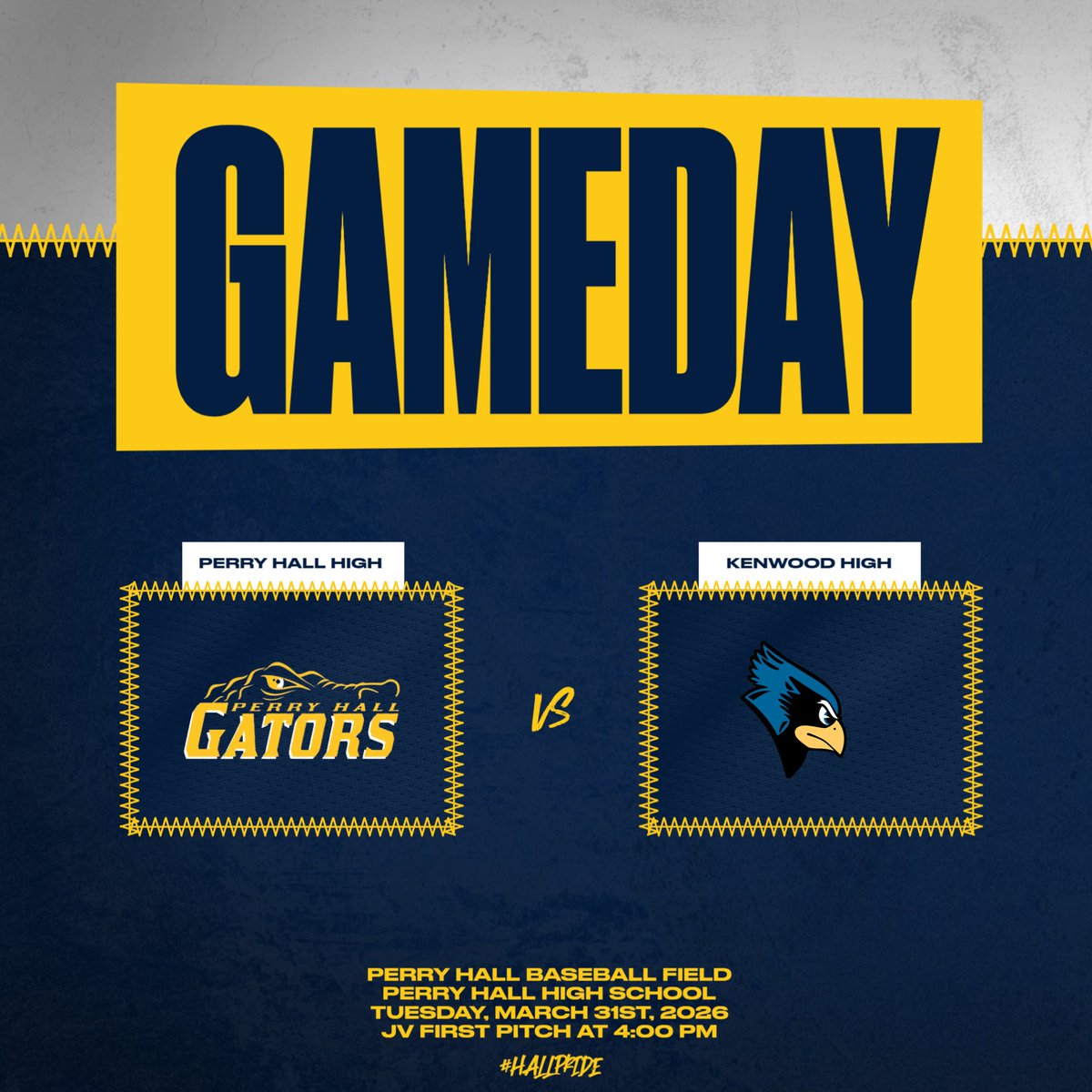 perryhallath's tweet image. Join us at the Swamp today for our JV baseball matchup against Kenwood!  First pitch is at 4:00 PM!  #hallpride