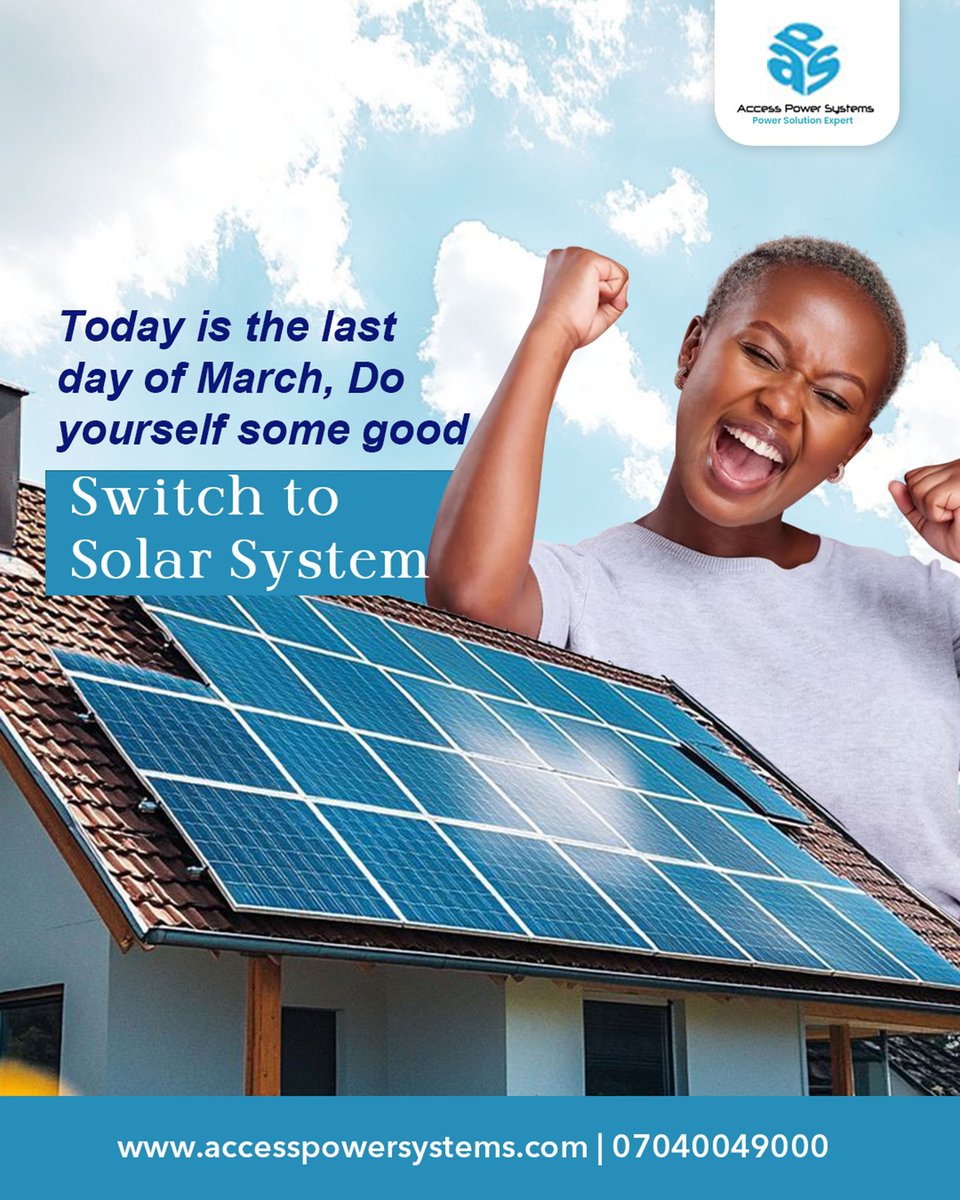 accesspower_sys's tweet image. March comes to an end today. A perfect moment to invest in better energy for your home. You get reliable power and lower bills when you make the switch with Access Power Systems.

Send a DM or call for free consultation. 

#AccessPowerSystems #solarenergy #invertersystem