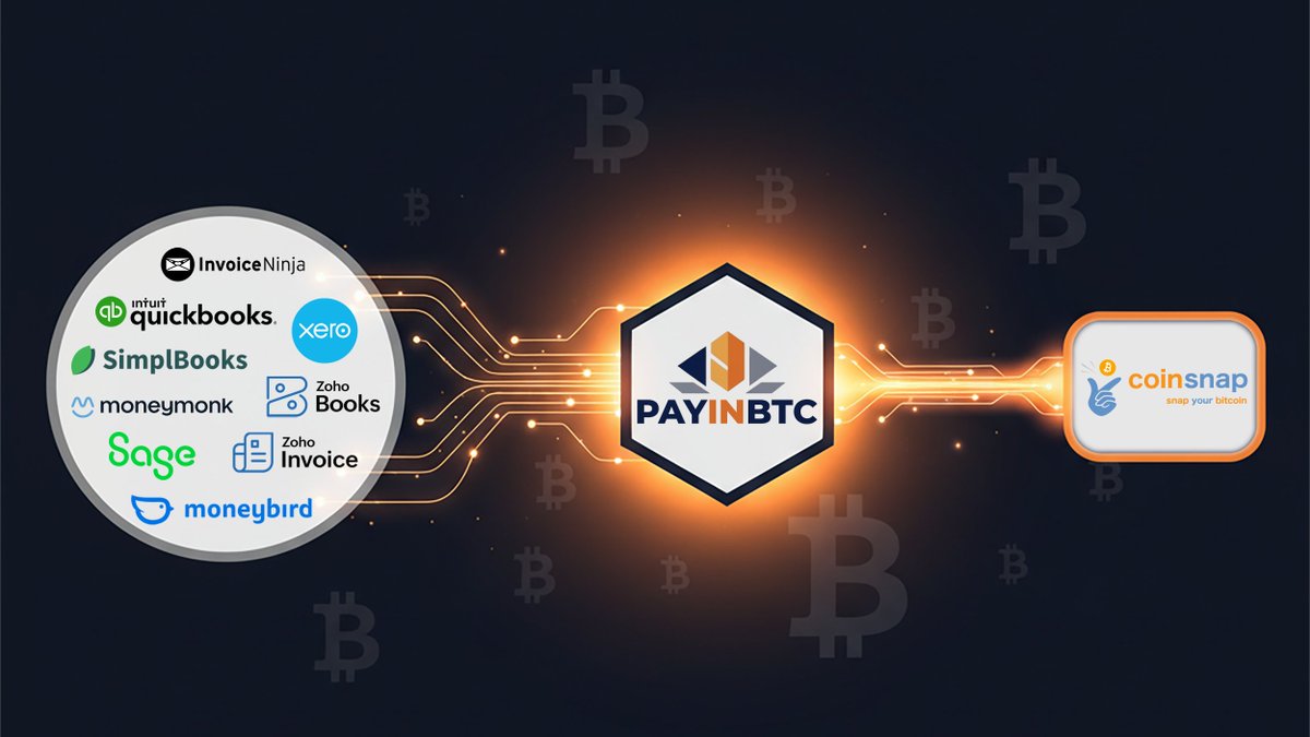 @Coinsnap_io meets your bookkeeping software. Connect Coinsnap to #Xero, QuickBooks, Sage, or 6 others through <a href="/payinbtc_me/">payinbtc</a>. Your invoices get a Bitcoin payment option. 5-minute setup. Zero workflow changes.